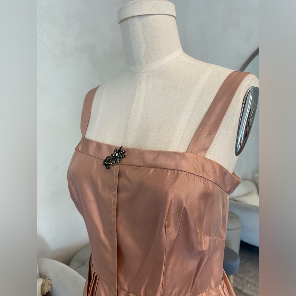 VERA WANG PINK FORMAL DRESS STRAIGHT SQUARE NECKLINE A-LINE DRESS - Picture 5 of 13